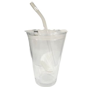 Copo 450 Ml com Tampa e Canudo Vidro N244505-9 - Quanhe