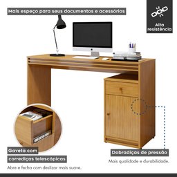 Escrivaninha Mesa Escritório 120cm 1 Porta 1 Gaveta 100% MDF Madrid - 5 Escrivaninha Mesa Escritório 120cm 1 Porta 1 Gaveta 100% MDF Madrid - 5