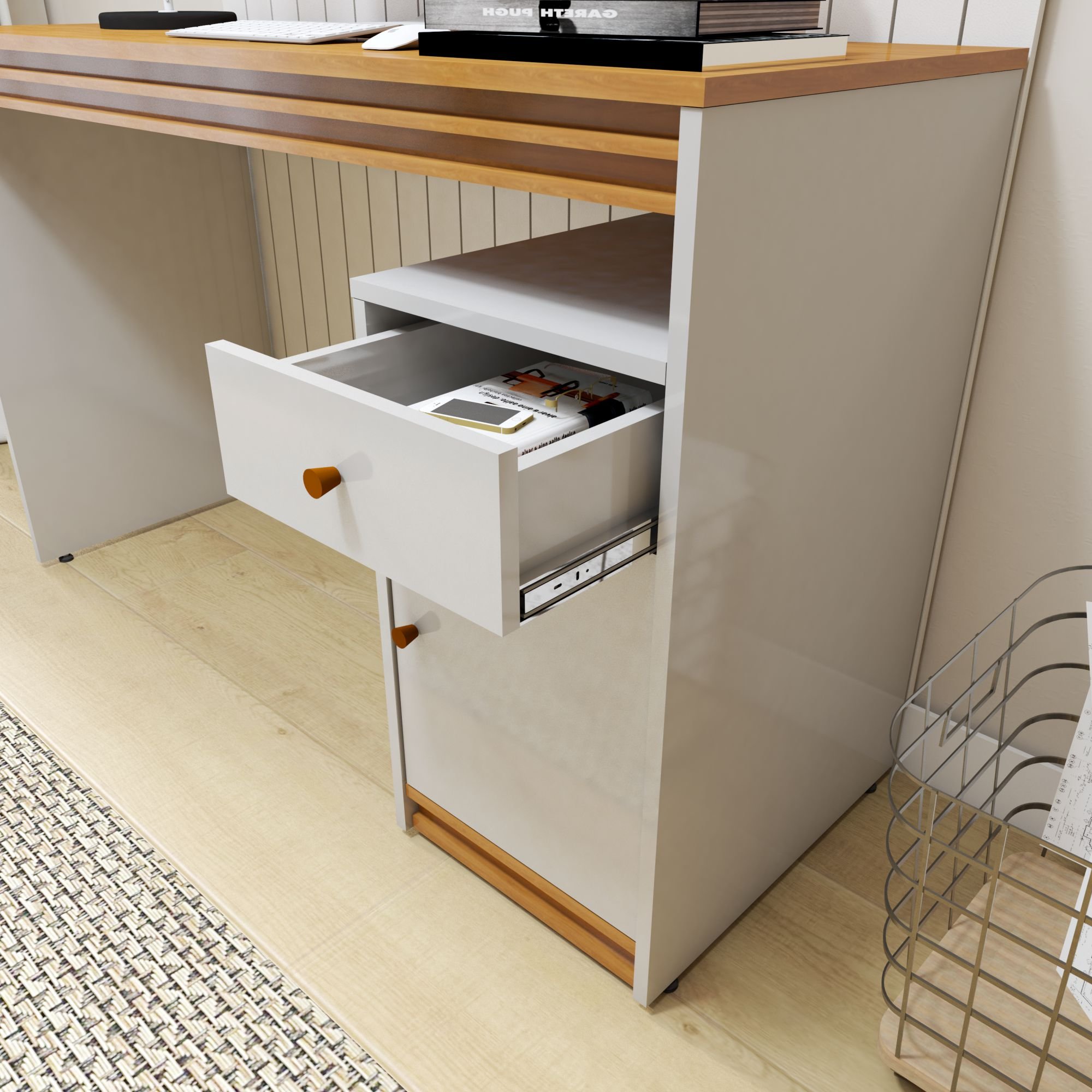 Escrivaninha 120cm 1 Porta 1 Gaveta 100% MDF Madrid - 9