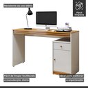 Ver imagem 7 de Escrivaninha Mesa Escritório 100% Madrid 1 Porta 120cm Off White E Naturalle