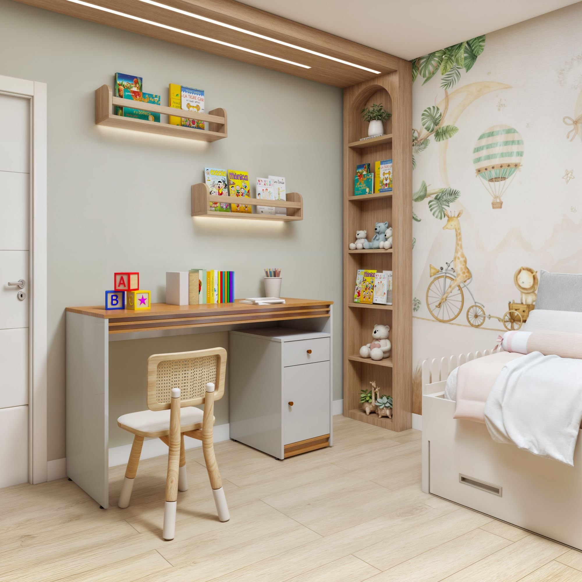 Escrivaninha 120cm 1 Porta 1 Gaveta 100% MDF Madrid - 2