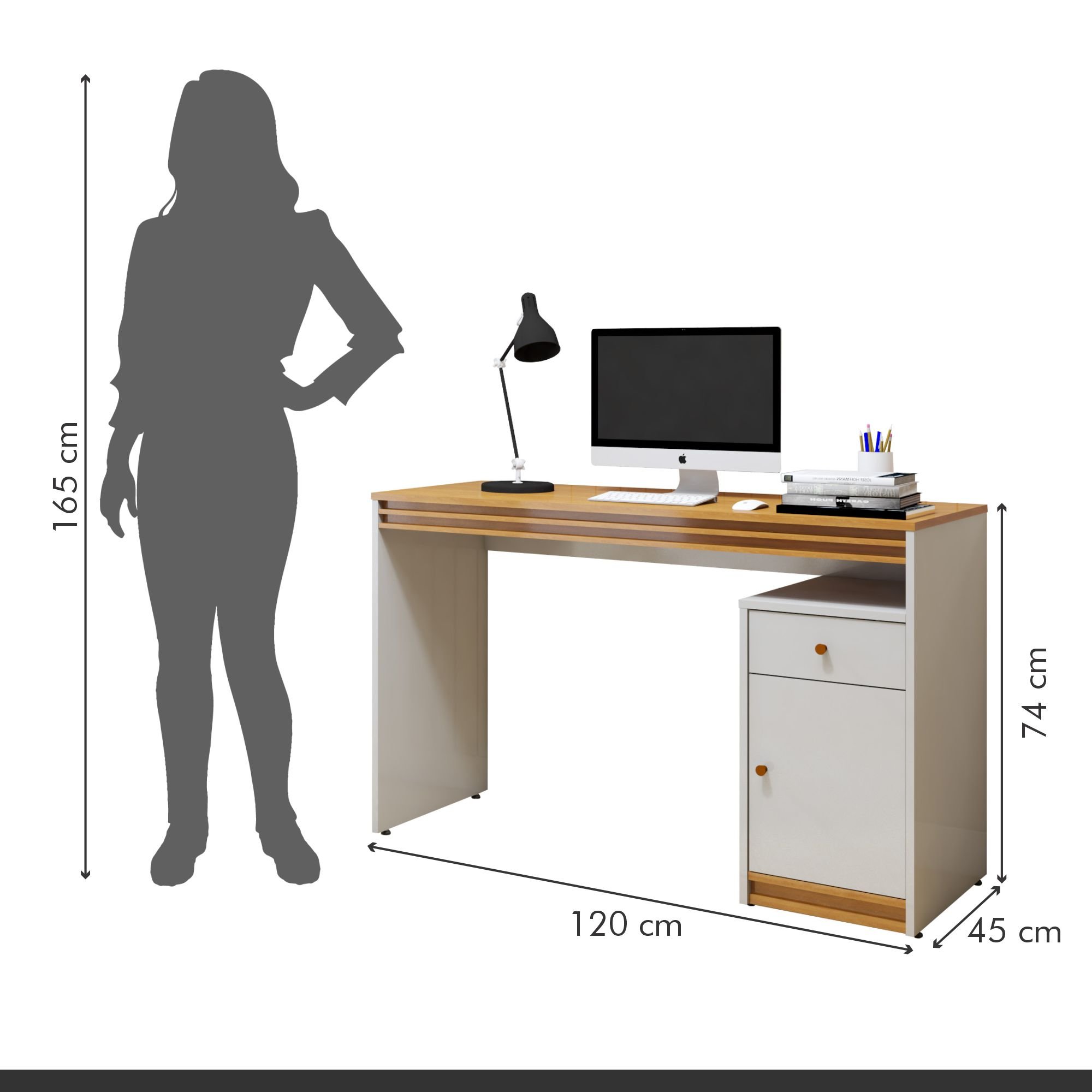 Escrivaninha 120cm 1 Porta 1 Gaveta 100% MDF Madrid - 8