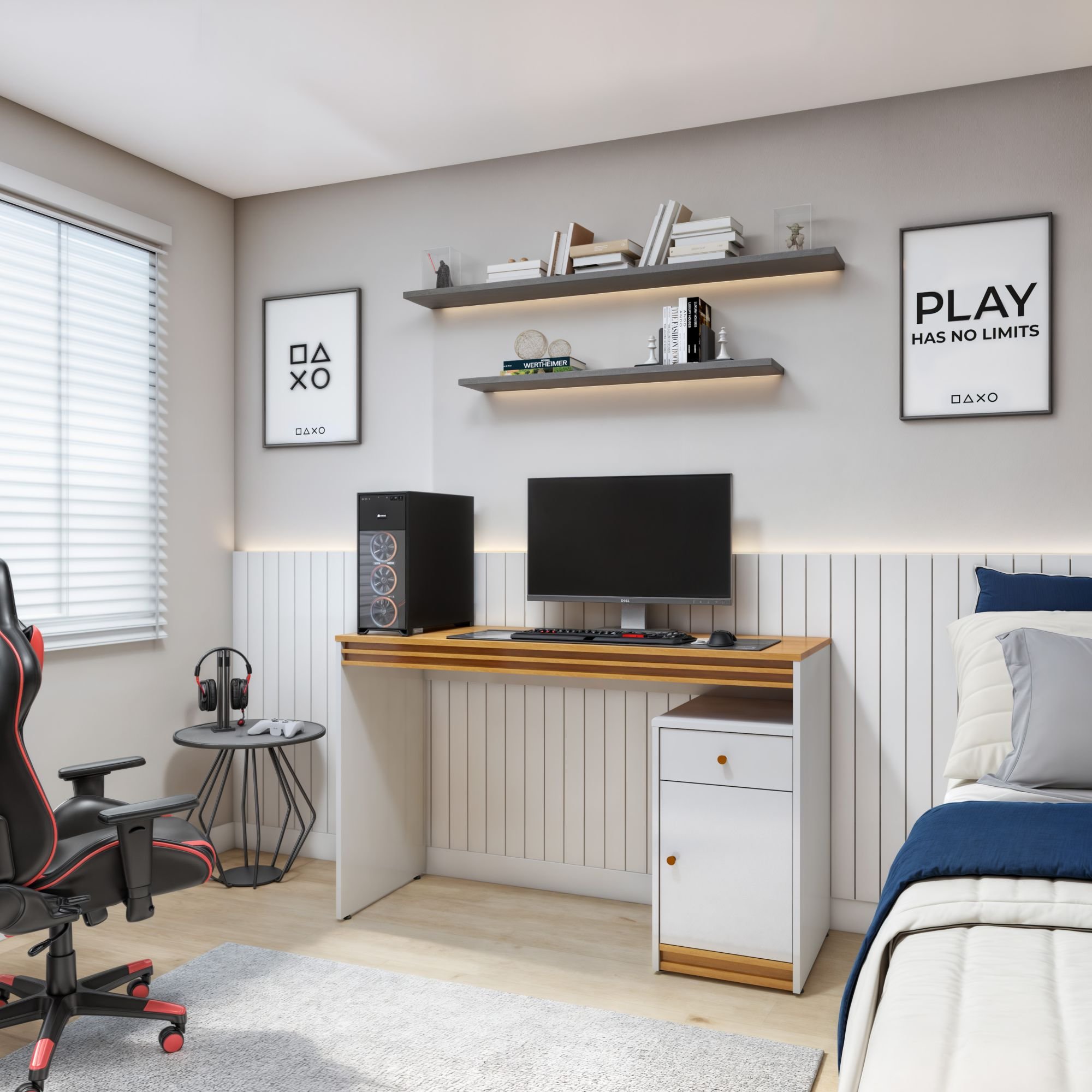 Escrivaninha 120cm 1 Porta 1 Gaveta 100% MDF Madrid - 3
