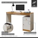 Ver imagem 6 de Escrivaninha Mesa Escritório 100% Madrid 1 Porta 120cm Off White E Naturalle