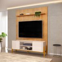 Ver imagem 1 de Bancada Cher e Painel Trento para Tv até 65 Polegadas 183x240cm Off White Cedro- Mabe Magazine