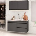 Ver imagem 1 de Armário Cozinha Modulada Compacta Suspensa com Pia 120cm Milano Multimóveis MCR2482 Grafite/Creme