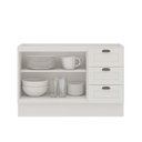Ver mais imagens de Balcão 2 Portas 3 Gavetas 120cm Americano 100% MDF sem Tampo Provençal Branco/Fosco