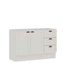 Ver imagem 3 de Balcão 2 Portas 3 Gavetas 120cm Americano 100% MDF sem Tampo Provençal Branco/Fosco