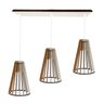 Luminaria Pendente Tripla Koni E27 Madeira Mdf Cq Desmontada:branco - 1