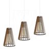 Luminaria Pendente Tripla Koni E27 Madeira Mdf Cq Desmontada:branco - 4