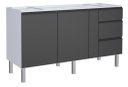 Ver imagem 1 de Gabinete para Cozinha Ga em Aço 1.58 Cm com Puxadores e Pés em Aluminío 3 Gavetas com Corrediças Tel