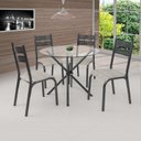 Ver imagem 1 de Conjunto Sala de Jantar Mesa 90x90cm Tampo Vidro com 4 Cadeiras Luna Clássica Preto