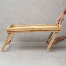 BANDEJA COM PÉS DOBRÁVEIS DE BAMBU PALHINHA 50CM - OIKOS - 7
