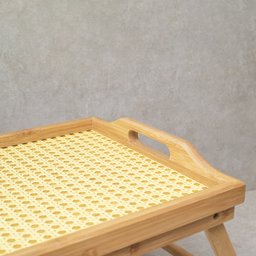 BANDEJA COM PÉS DOBRÁVEIS DE BAMBU PALHINHA 50CM - OIKOS - 5