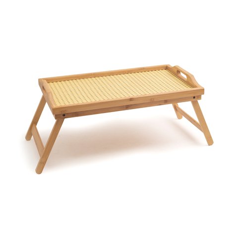 BANDEJA COM PÉS DOBRÁVEIS DE BAMBU PALHINHA 50CM - OIKOS