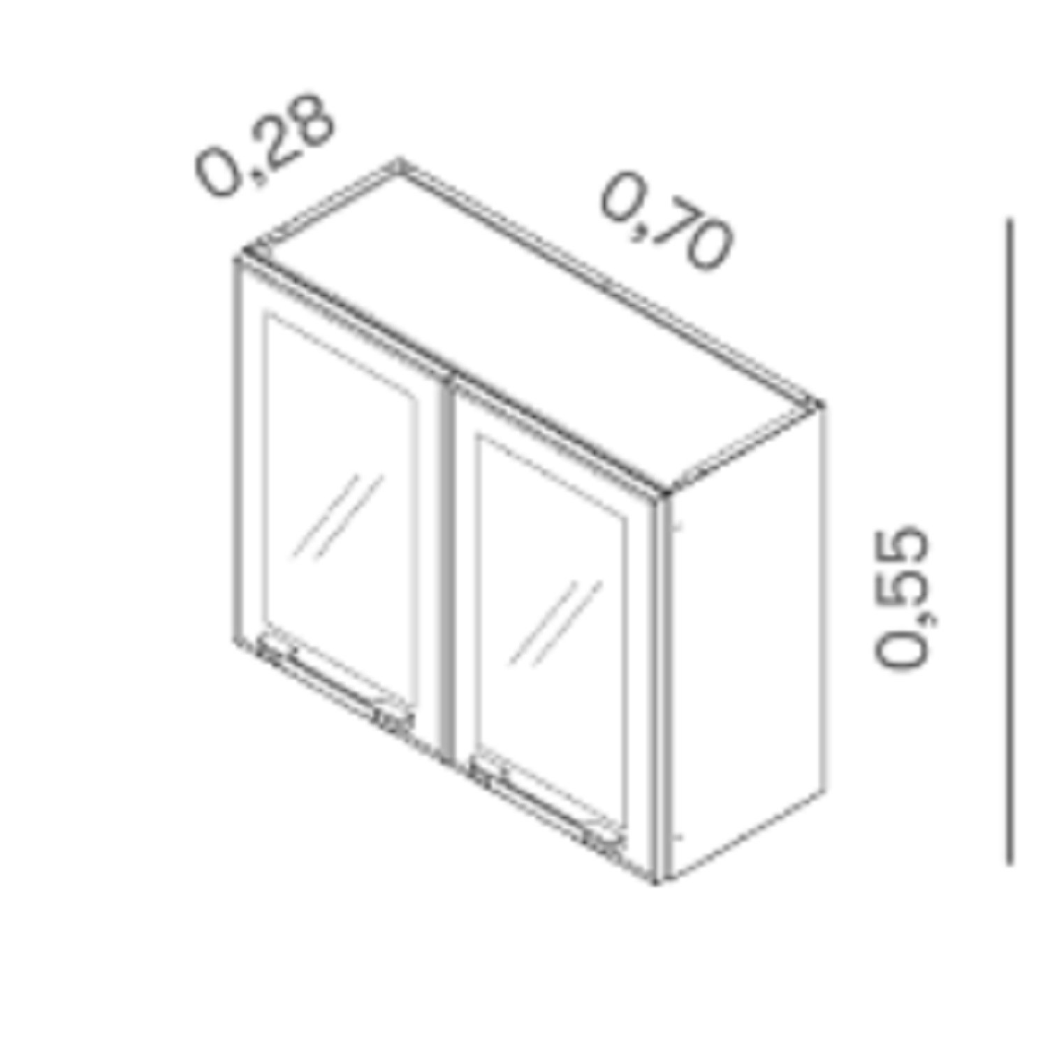 Armário em Aço 70cm 2 Portas de Vidro Florença  - 5