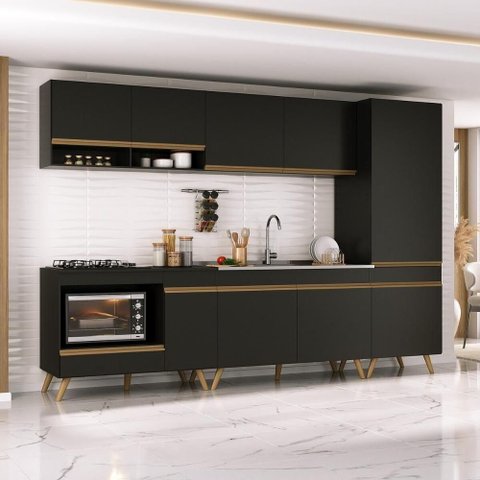 Cozinha Modulada Completa Compacta 5 Peças com Balcão para Cooktop Veneza Multimóveis Mp2270