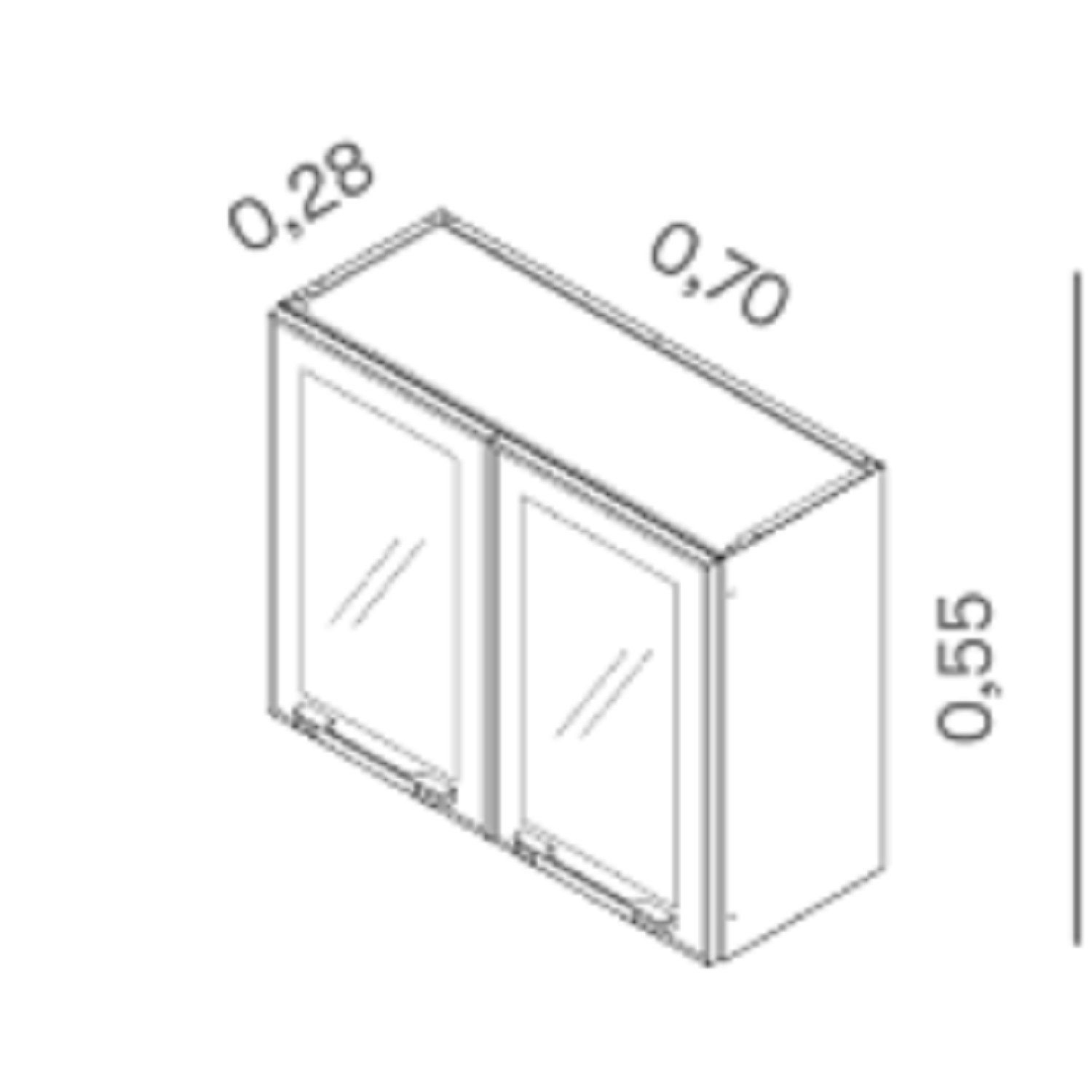 Armário em Aço 70cm 2 Portas de Vidro Florença  - 5