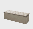 Ver imagem 3 de Kit Cabeceira com Baú Mirage Capitonê 140 Cm Suede Bege - Biselo's Decor