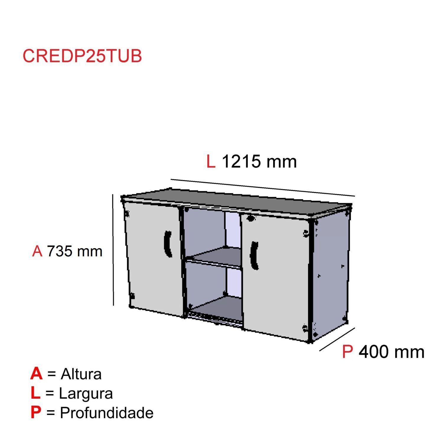 Armário 2 Portas 1 Nicho Pivot Credenza Cred2Ptp25 - 4