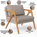 Ver imagem 7 de Kit 4 Poltronas Decorativas para Sala Estar Pietra Estrutura de Madeira L02 Linho Bege - Lyam