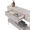 Ver mais imagens de Aparador Decorativo Amanda 1 Gaveta e 1 Prateleira Pés Metálicos Dourados Fendi/quartzo G18 - Gran B