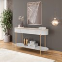 Ver imagem 1 de Aparador Decorativo Amanda 1 Gaveta e 1 Prateleira Pés Metálicos Dourados Fendi/quartzo G18 - Gran B