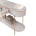 Ver imagem 7 de Aparador Decorativo Amanda 1 Gaveta e 1 Prateleira Pés Metálicos Dourados Fendi/quartzo G18 - Gran B