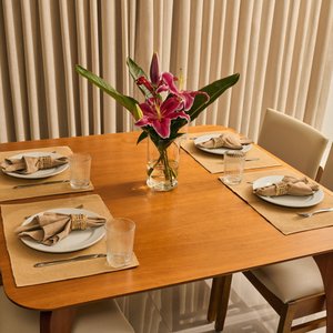 Conjunto Completo Mesa Posta Portina - Café com Linho Porcelana Kit Completo - 28 Peças