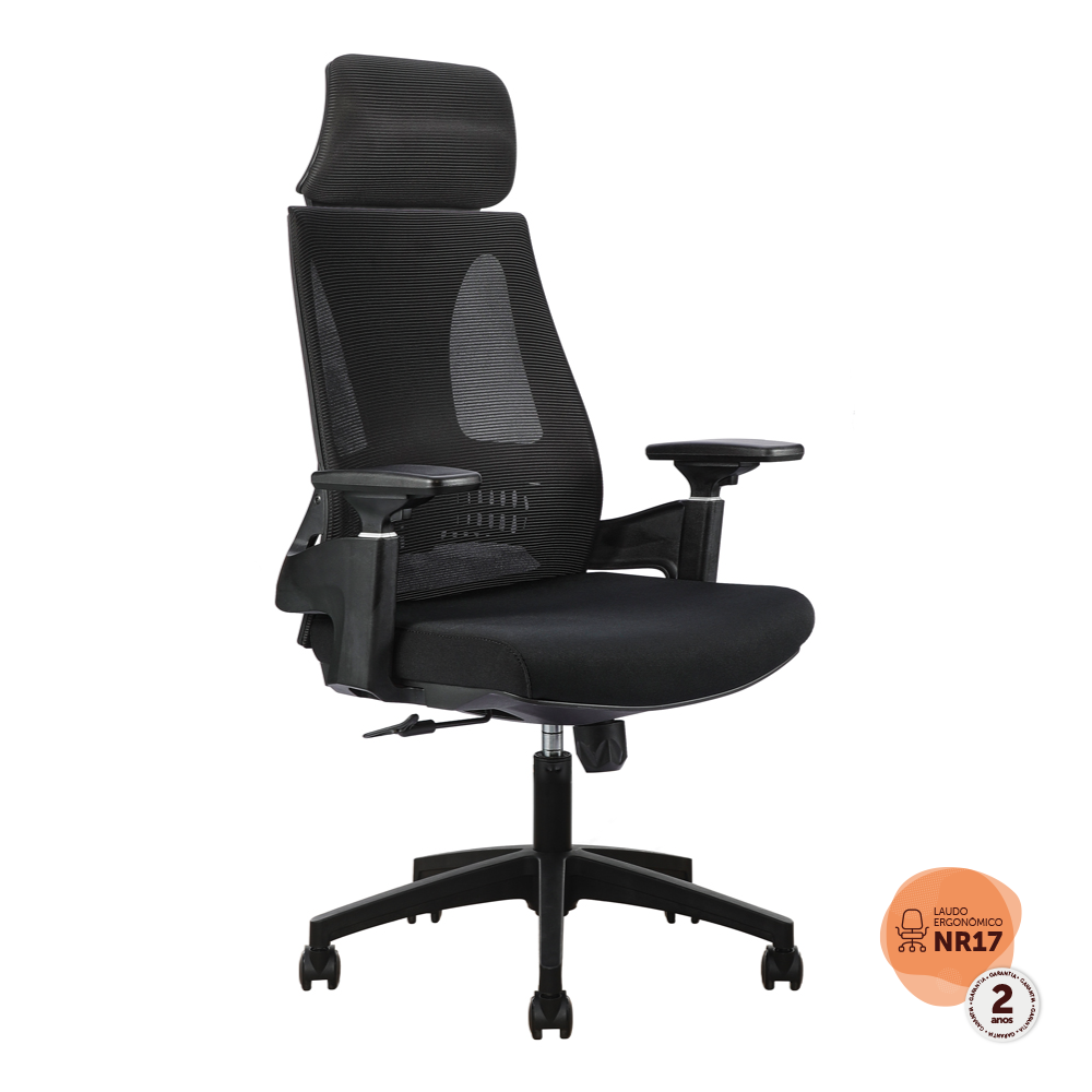 Cadeira Office Diretor Toledo com Apoia Cabeça e Braços 3D NR17 Rivatti - 1