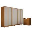 Ver imagem 1 de Guarda Roupa Casal Ares 6 Portas Cinamomo Off-white com Cômoda Diamante 4 Gavetas 1 Porta Cinamomo –