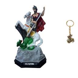 Imagem São Jorge Guerreiro 20cm +chaveiro Ouro Velho Medalha - 1