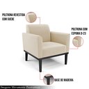 Ver imagem 3 de Poltrona Decorativa Isabella Pés Fixo em Madeira Preto Suede Bege G19 - Gran Belo