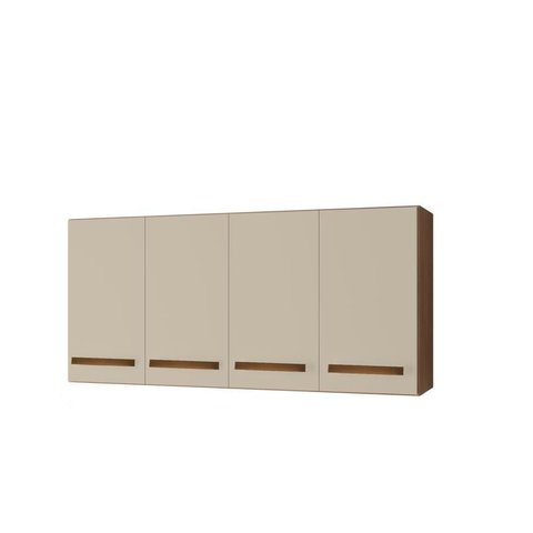Armário Aéreo de Cozinha 120cm 4 Portas Mara Savana/off White - Moblis