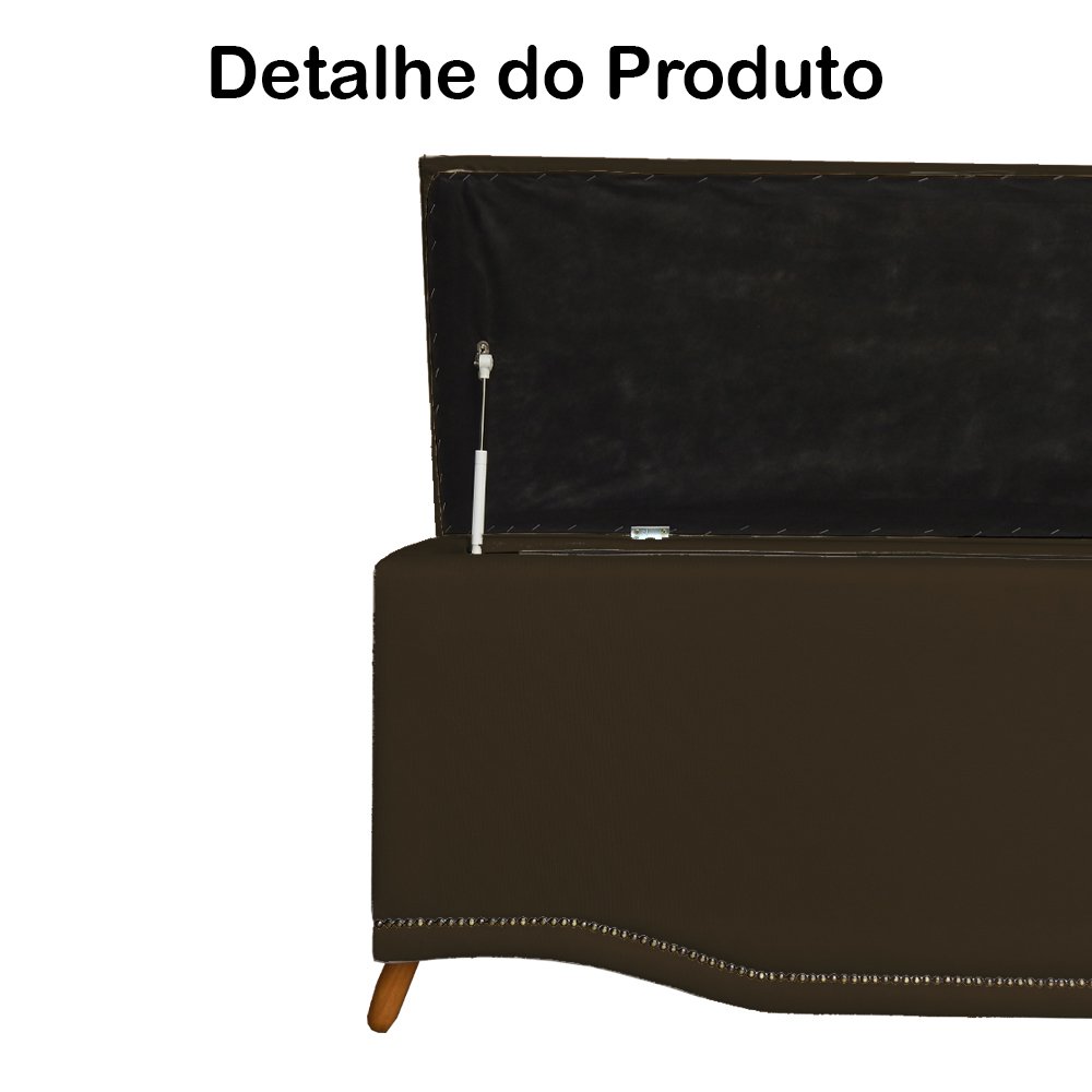 Calçadeira Recamier Baú Solteiro 90cm Greta Suede Marrom - DS Estofados - 3