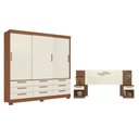 Ver imagem 2 de Guarda Roupa Casal Morretes 3 Portas de Correr 9 Gavetas MDP Jatobá Areia Santos Andirá 194,4cm