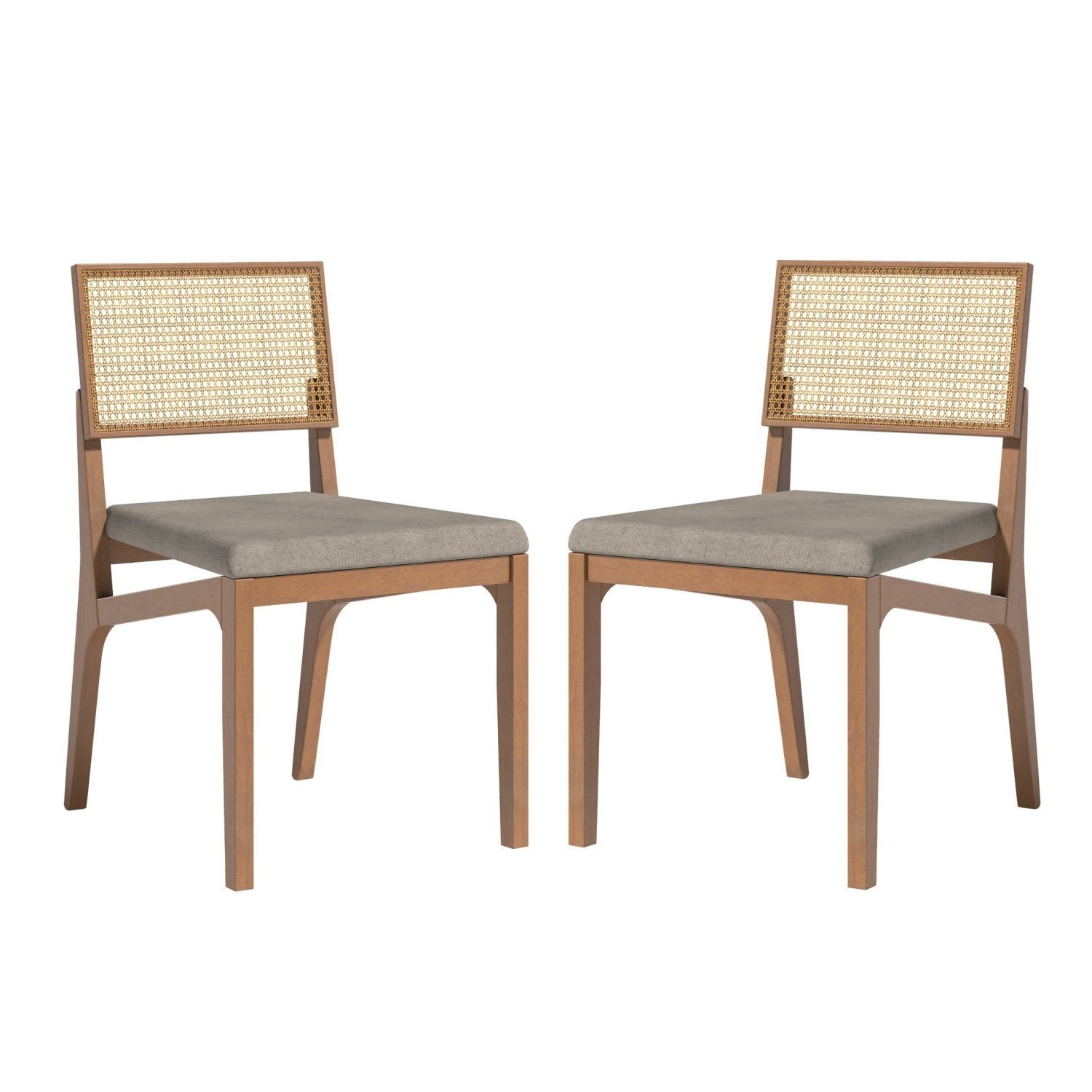 Conjunto 2 Cadeiras King Em Madeira Maciça Com Tela Estofada Linho - 1