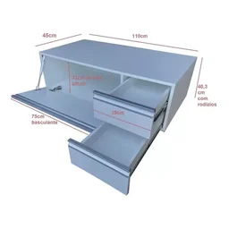 Balcão Gabinete Pia Banheiro Multiuso Com Rodízios 110cm:AZUL - 6