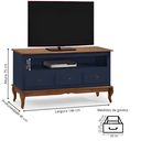 Ver imagem 3 de Rack para Sala com Pés Luis Xv 3 Gavetas e Nicho - Azul Bic com Tampo e Base Imbuia Glazer
