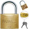 Cadeado Médio 35mm Haste Curta Latão Maciço Dourado com Chave | Papaiz - 1