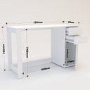 Ver imagem 3 de Escrivaninha Mesa Escritório Zurique 2 Gavetas 1 Porta 120cm Branco e Tannat