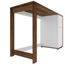 Ver imagem 5 de Escrivaninha Mesa Escritório Zurique 2 Gavetas 1 Porta 120cm Branco e Tannat