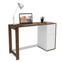 Ver imagem 2 de Escrivaninha Mesa Escritório Zurique 2 Gavetas 1 Porta 120cm Branco e Tannat