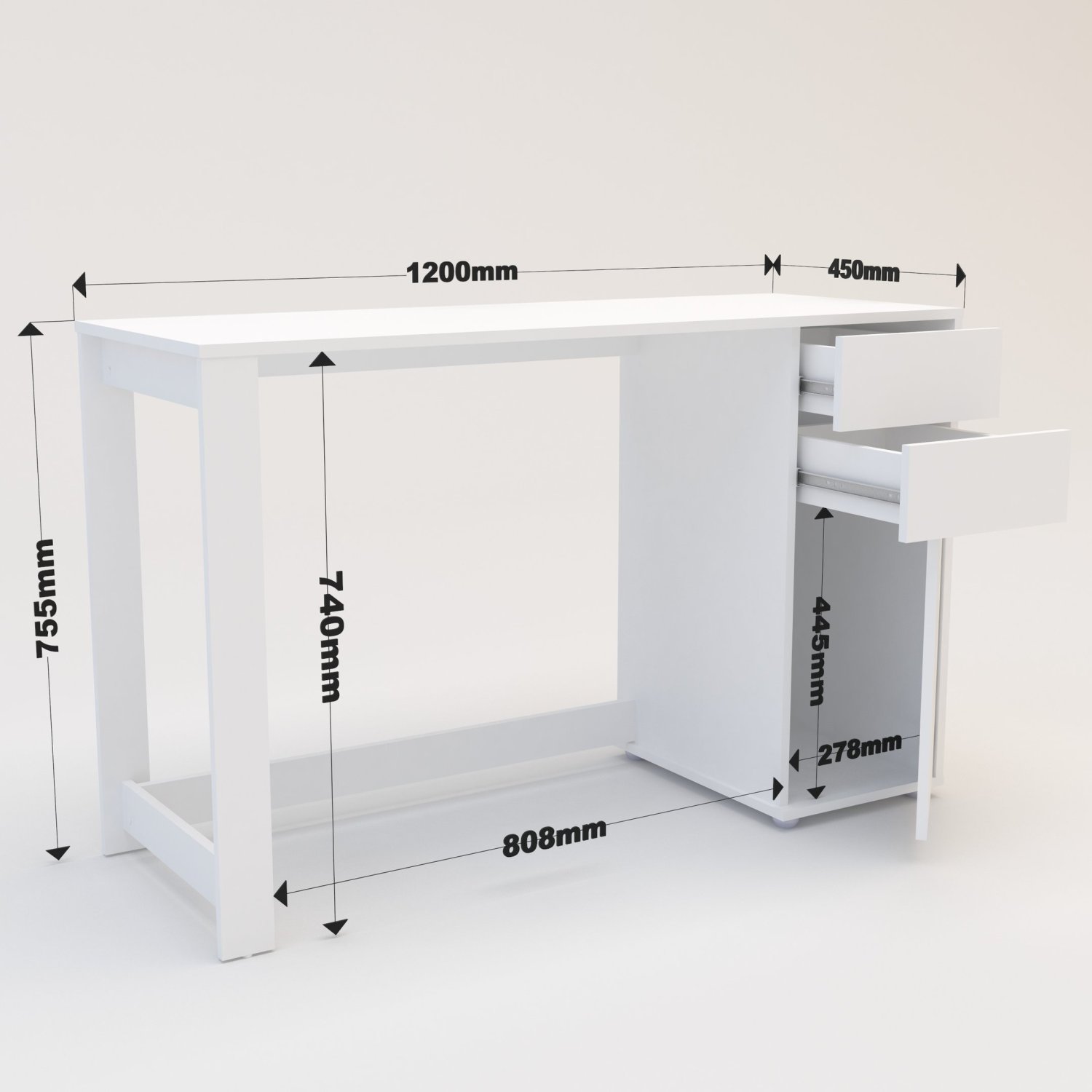 Escrivaninha 120cm 1 Porta 2 Gavetas Zurique - 3