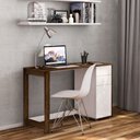 Ver imagem 1 de Escrivaninha Mesa Escritório Zurique 2 Gavetas 1 Porta 120cm Branco e Tannat