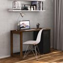 Ver imagem 1 de Escrivaninha Zurique 2 Gavetas 1 Porta 120cm Preto E Tannat