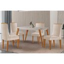 Ver imagem 1 de Conjunto: Mesa de Cozinha Havana Canto Curvo 120cm + 4 Cadeiras Dakota Naturale/Off White - Suede