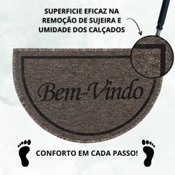 Capacho Tapete Porta Entrada Meia Lua 38x60 Bem Vindo Bege - 6