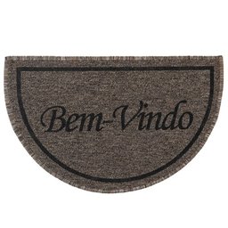 Capacho Tapete Porta Entrada Meia Lua 38x60 Bem Vindo Bege - 1