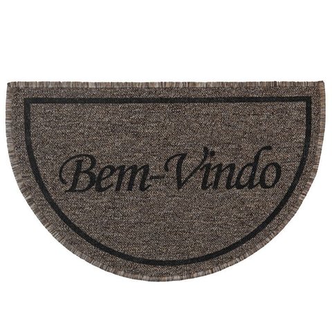 Capacho Tapete Porta Entrada Meia Lua 38x60 Bem Vindo Bege